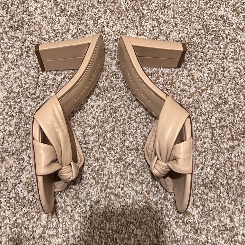 Veronica Beard Ganita Leather Knot Front Slip on High Heel Sandals Nude Size 6 - Picture 8 of 14